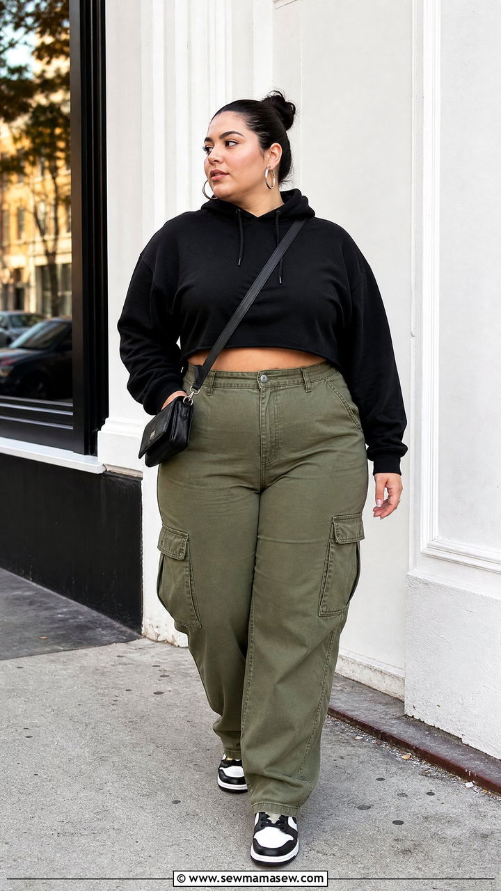 Plus Size Hoodie With Cargo Pants - 20 plus size hoodie outfit ideas