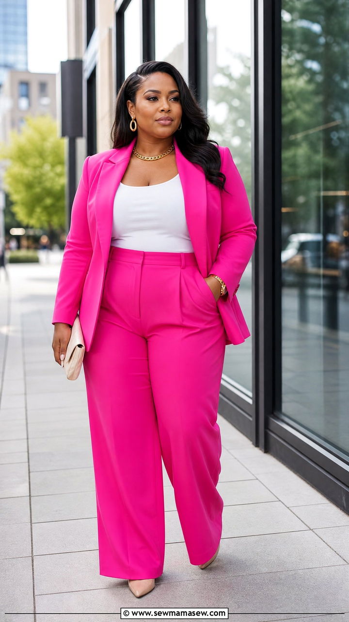 Plus Size Hot Pink Suit Outfit - 20 plus size pink outfit ideas