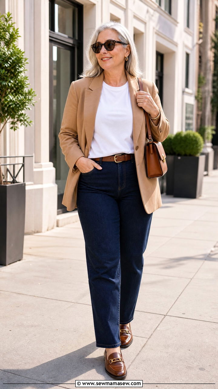 Plus Size Jeans And Blazer Outfit - 20 plus size outfits for older women
