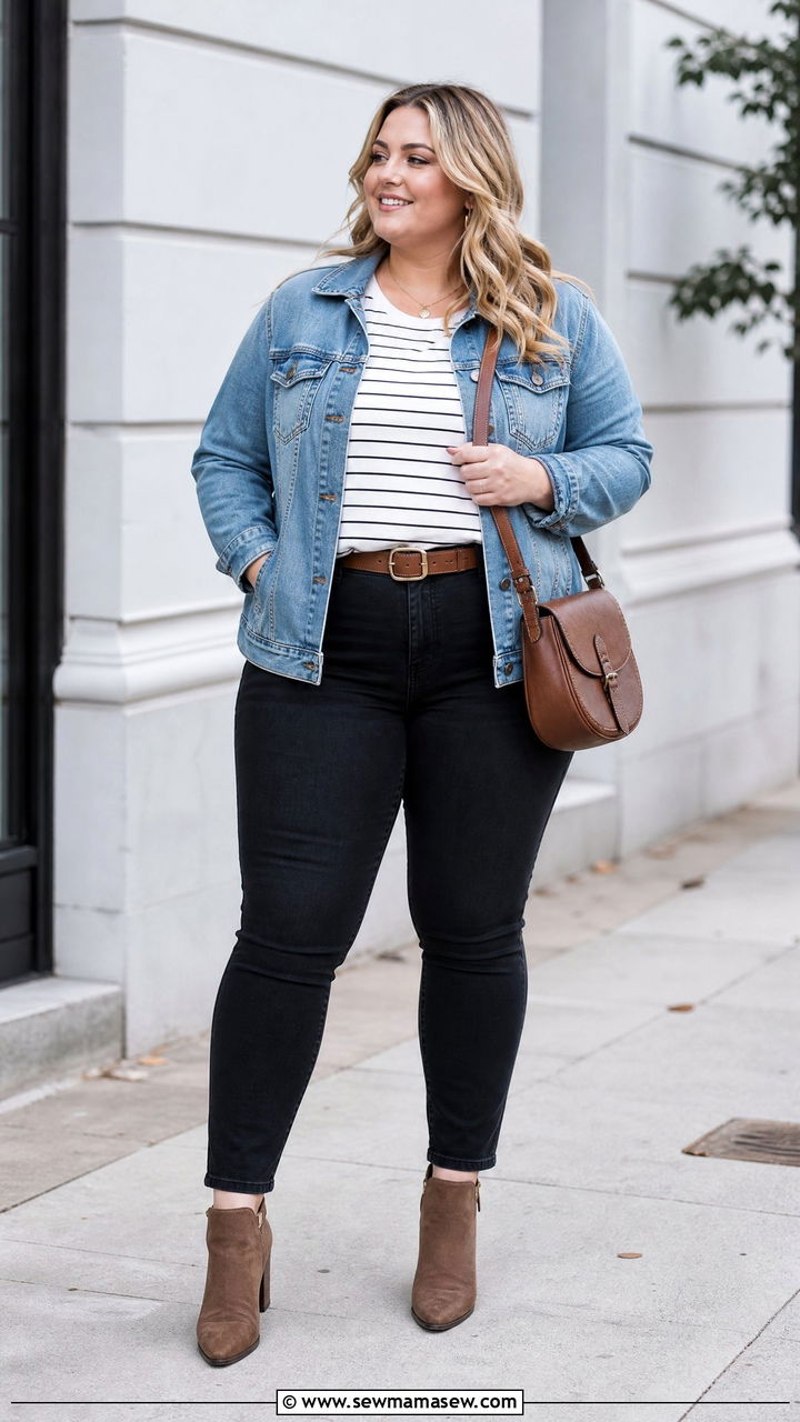 Plus Size Jeans With Denim Jacket - 20 plus size fall outfit ideas with jeans