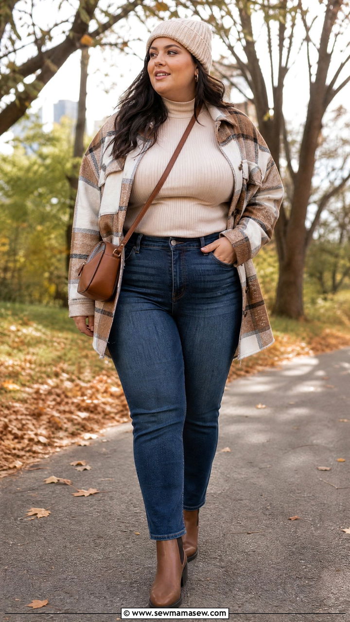 Plus Size Jeans With Shacket - 20 plus size fall outfit ideas with jeans