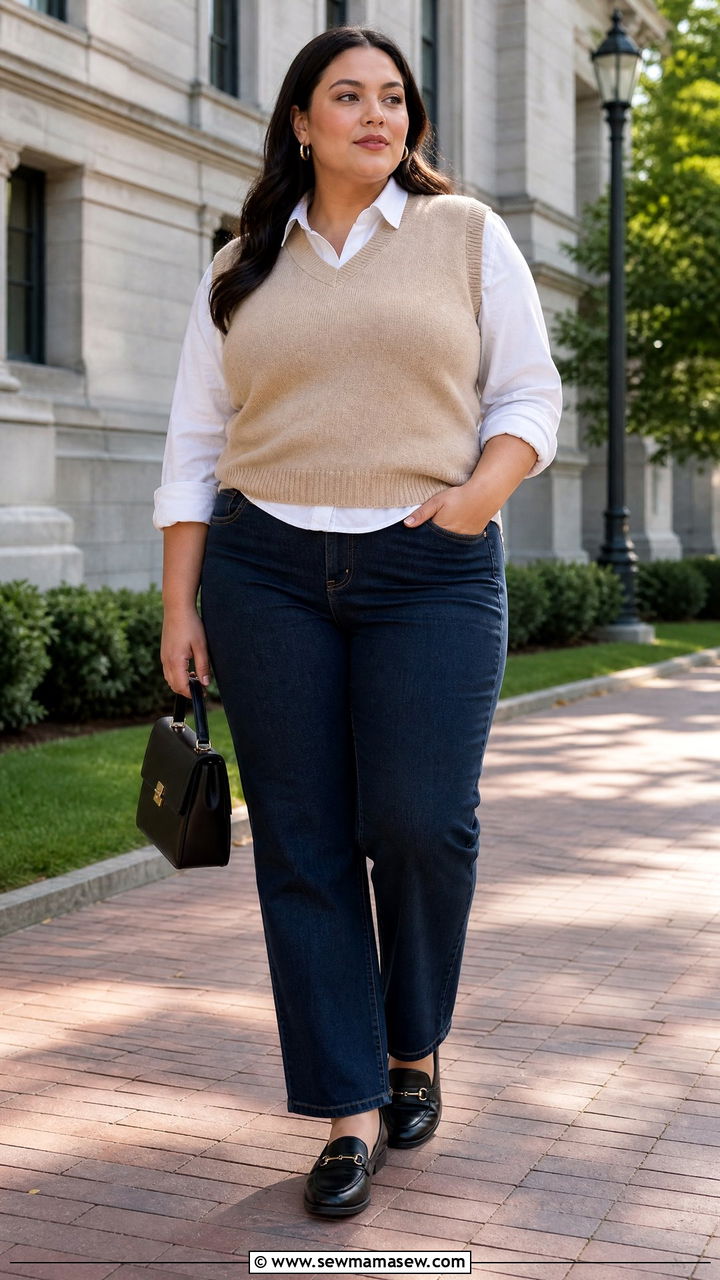 Plus Size Jeans With Sweater Vest - 20 plus size fall outfit ideas with jeans