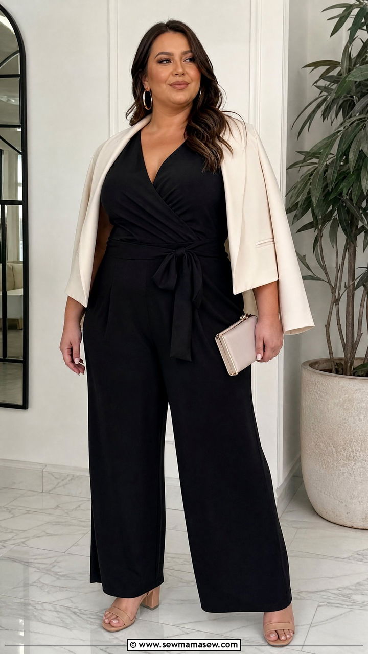 Plus Size Jumpsuit And Block Heels Outfit - 20 plus size outfits for women over 30