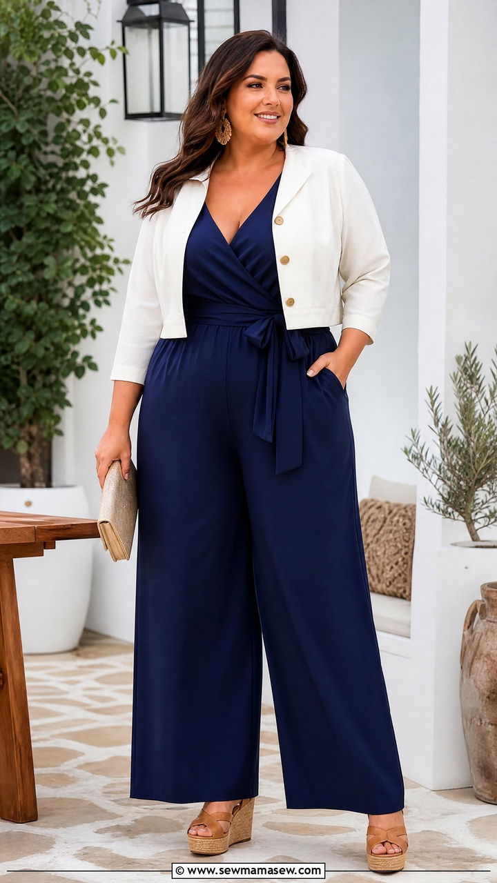 Plus Size Jumpsuit Outfit With Wedge Sandals - 20 plus size outfit ideas with sandals