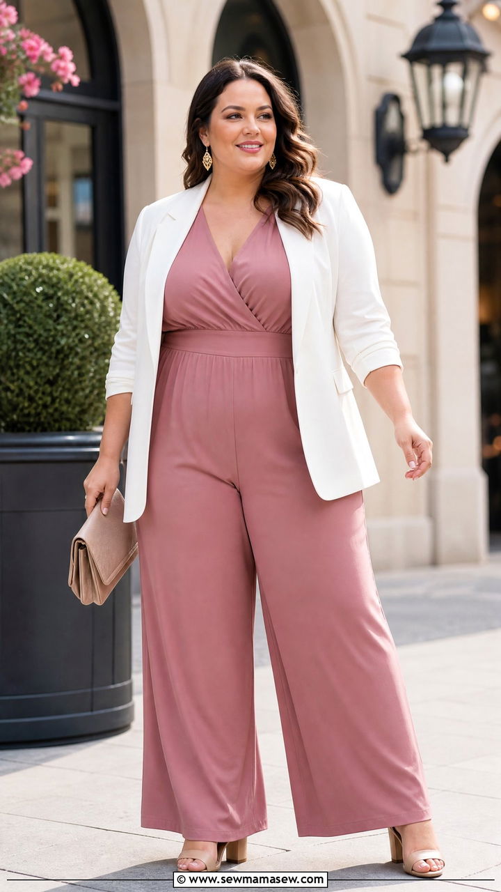 Plus Size Jumpsuit With Blazer Outfit - 20 plus size easter outfit ideas