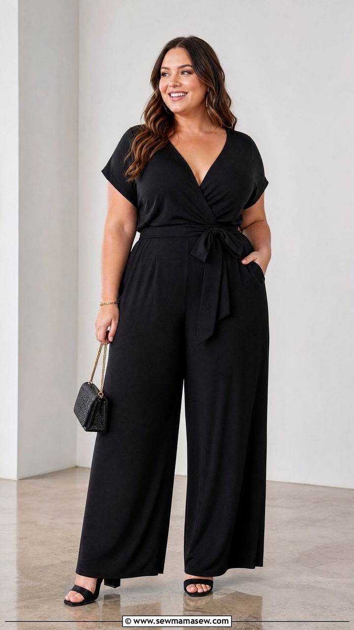 Plus Size Jumpsuit With Defined Waist Outfit - 20 plus size outfits for broad shoulders