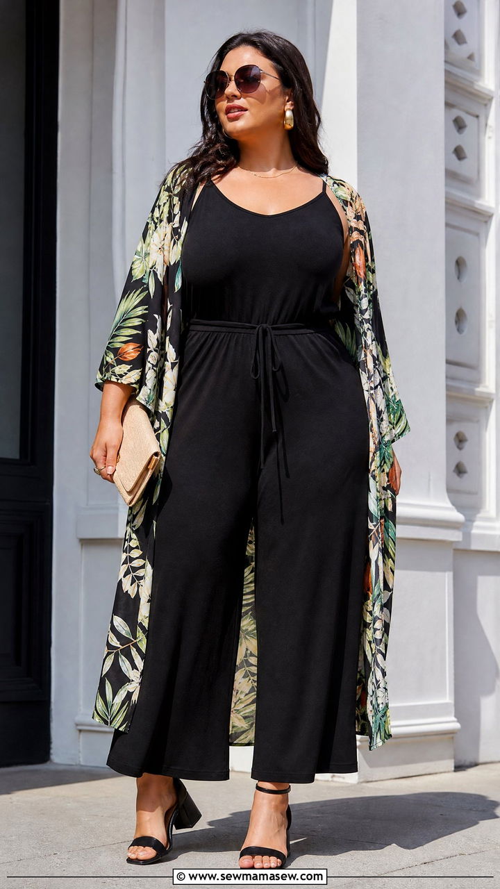 Plus Size Jumpsuit With Kimono - 20 plus size summer outfit ideas with kimono
