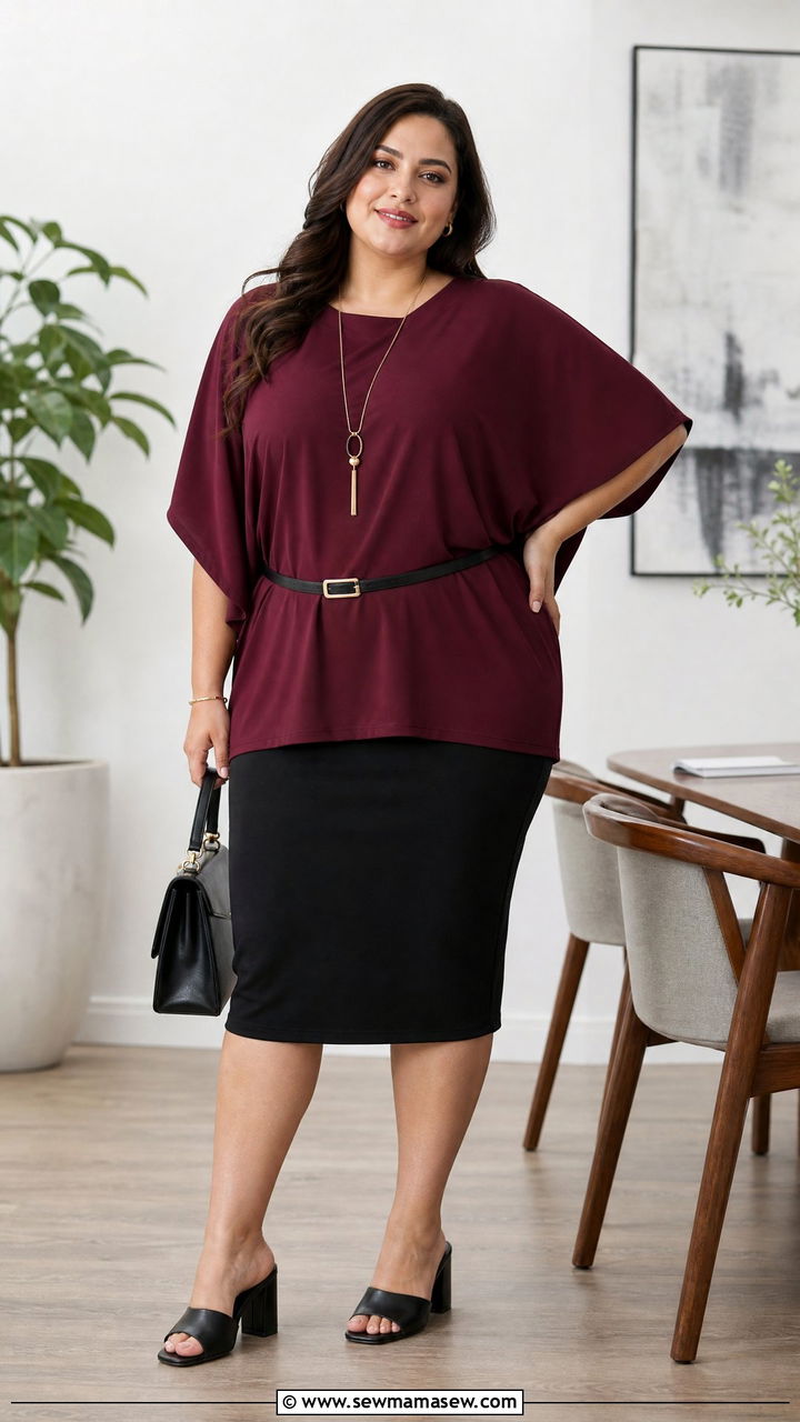 Plus Size Kaftan Top With A Pencil Skirt - 20 plus size kaftan top outfit ideas