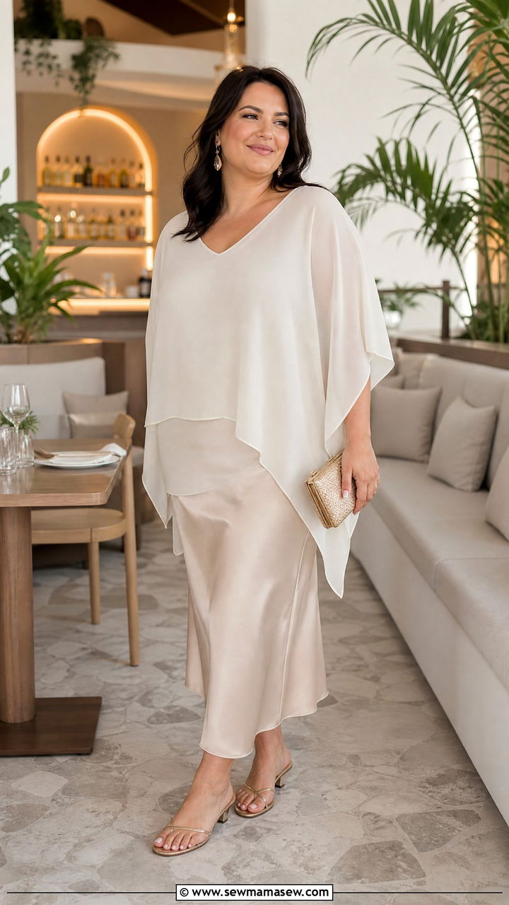 Plus Size Kaftan Top With A Slip Skirt - 20 plus size kaftan top outfit ideas