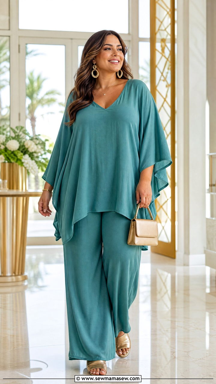 Plus Size Kaftan Top With Matching Pants - 20 plus size kaftan top outfit ideas