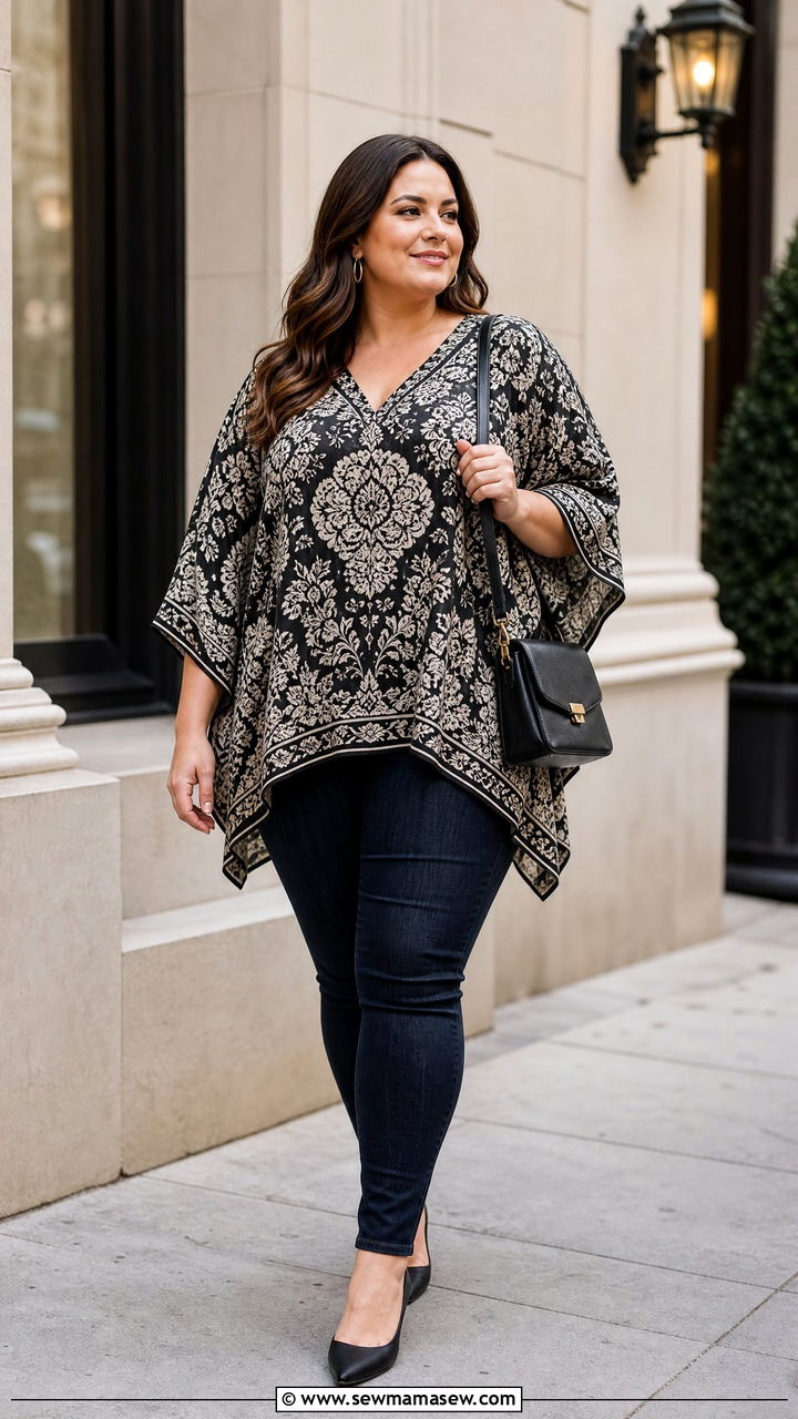 Plus Size Kaftan Top With Skinny Jeans - 20 plus size kaftan top outfit ideas