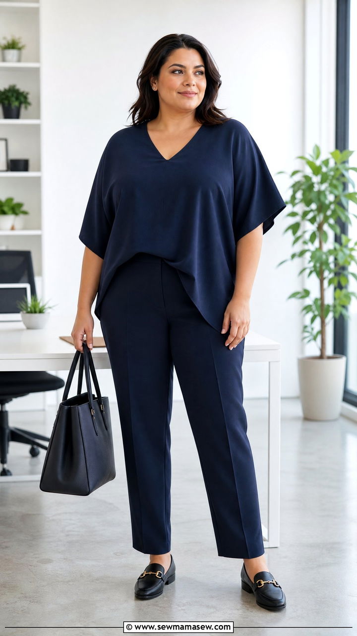 Plus Size Kaftan Top With Straight Leg Trousers - 20 plus size kaftan top outfit ideas