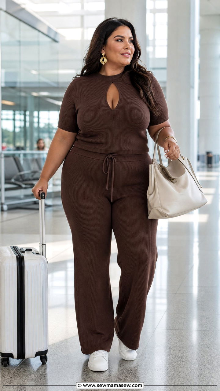 Plus Size Keyhole Top With Matching Pants - 20 plus size keyhole top outfit ideas