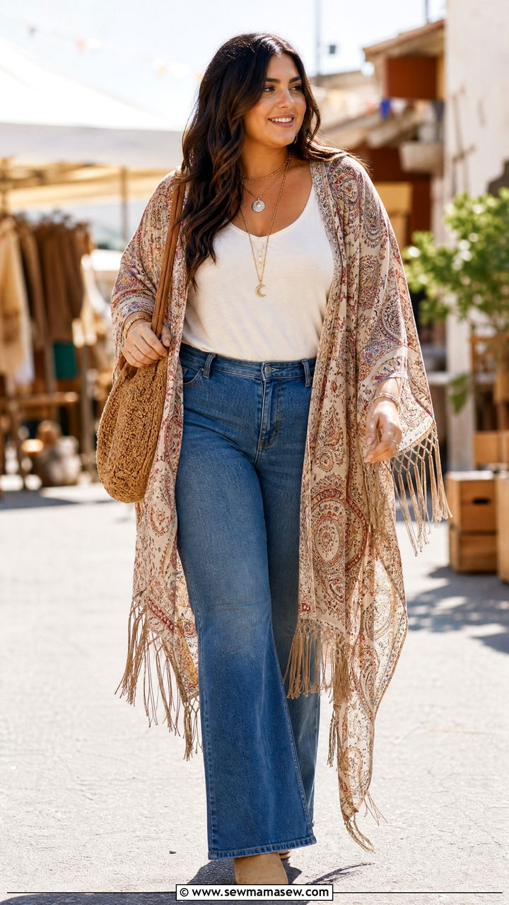 Plus Size Kimono With Boho Outfit - 20 plus size kimono outfit ideas