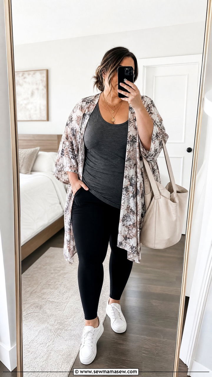 Plus Size Kimono With Leggings - 20 plus size kimono outfit ideas
