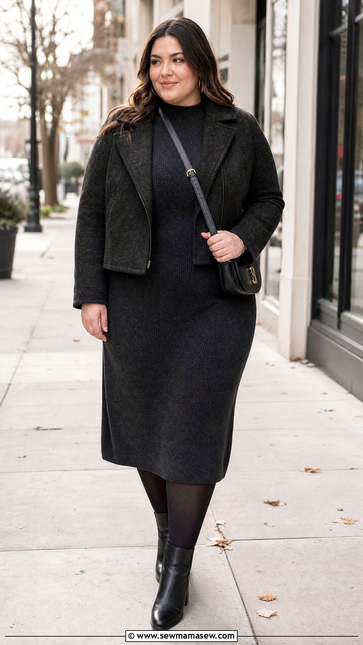 Plus Size Knit Dress With Ankle Boots - 20 plus size knit dress outfit ideas