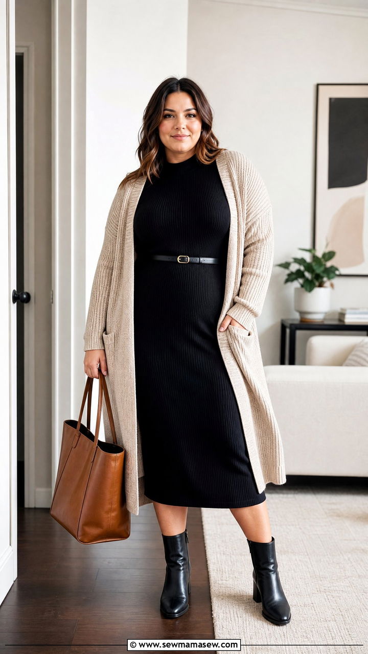 Plus Size Knit Dress With Cardigan - 20 plus size knit dress outfit ideas