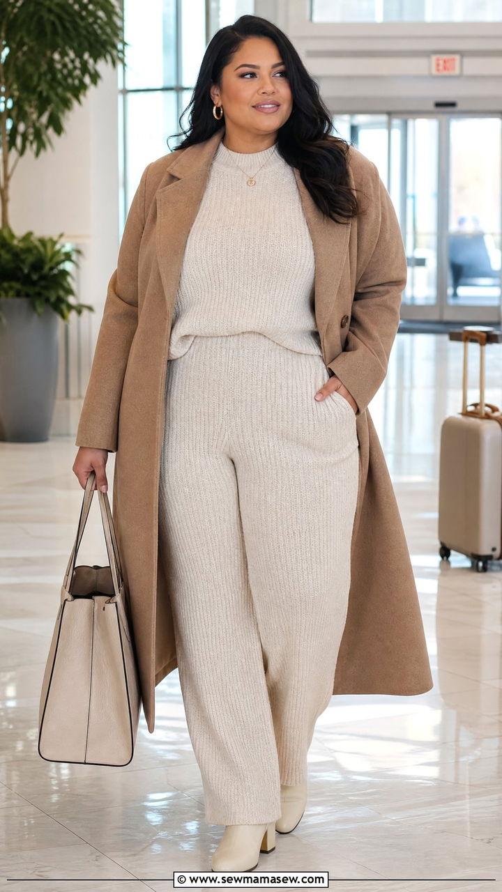 Plus Size Knit Matching Set Outfit - 20 plus size cold weather outfit ideas
