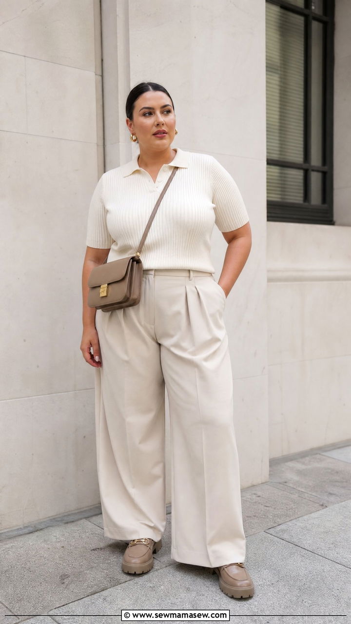 Plus Size Knit Polo Top Outfit - 20 plus size trendy tops outfit ideas 2026
