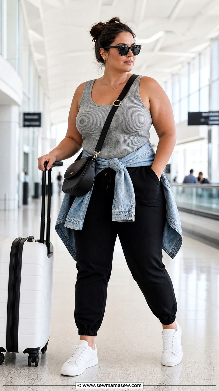 Plus Size Knit Tank Top With Joggers - 20 plus size knit tank top outfit ideas