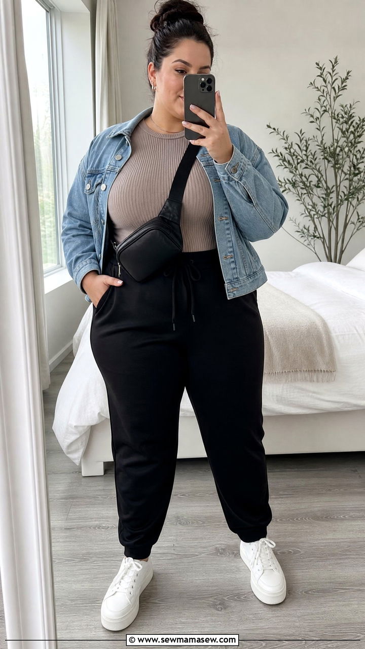 Plus Size Knit Top With Joggers - 20 plus size knit top outfit ideas