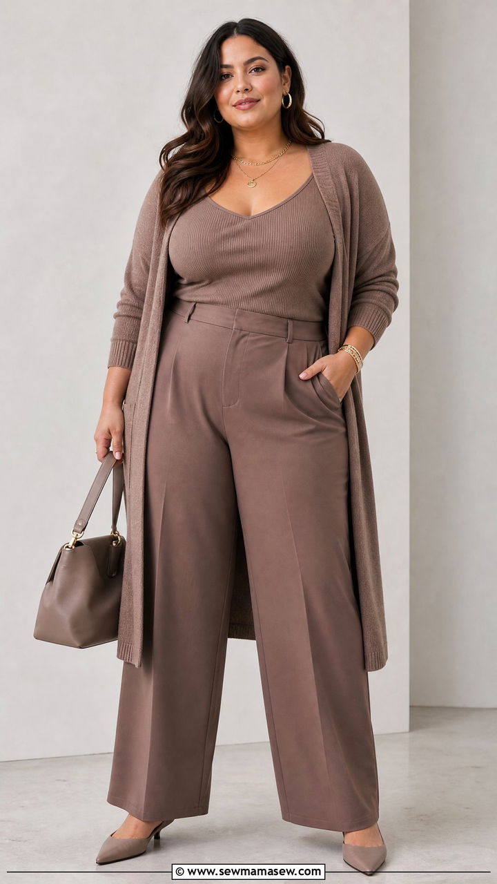 Plus Size Lace Cami Top With Monochrome Outfit - 20 plus size lace cami top outfit ideas