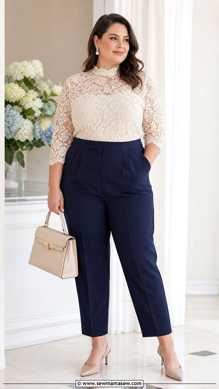 Plus Size Lace Top Outfit - 20 plus size dressy top outfit ideas