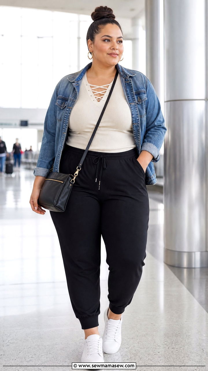 Plus Size Lace Up Top With Joggers - 20 plus size lace up top outfit ideas