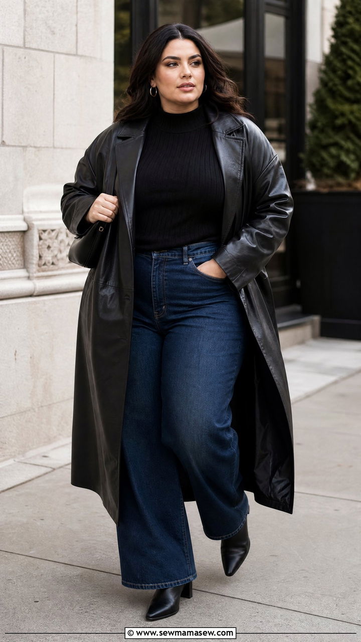 Plus Size Leather Coat Outfit - 20 plus size winter coat outfit ideas