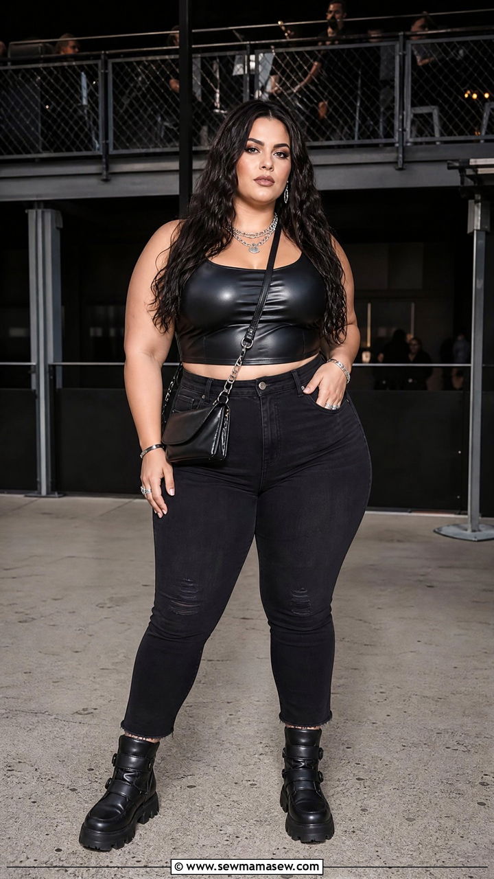 Plus Size Leather Top Concert Outfit - 20 plus size concert top outfit ideas