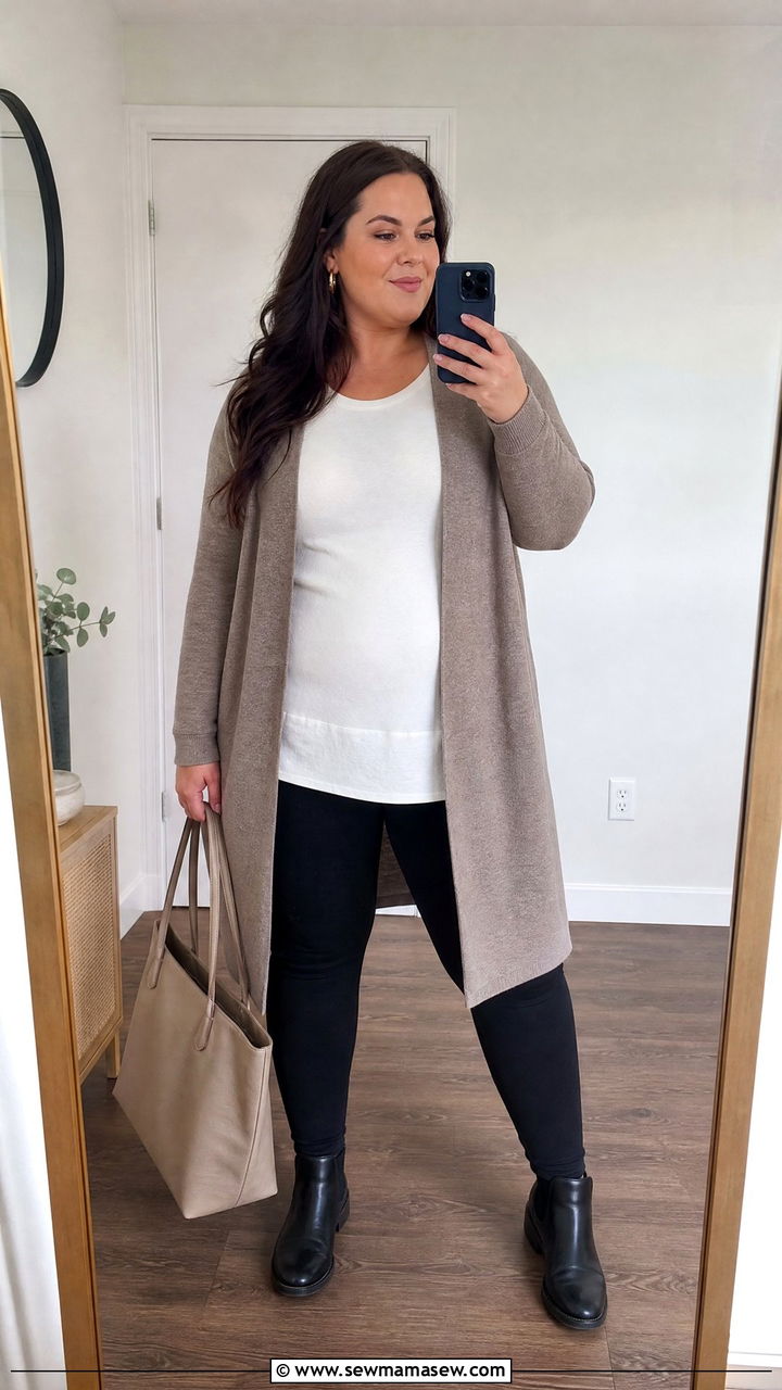 Plus Size Leggings And Long Cardigan Outfit - 20 plus size fall outfit ideas 2026