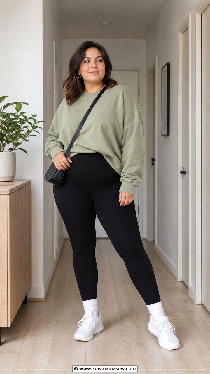 Plus Size Leggings And Oversized Sweatshirt Outfit - 20 plus size lazy day outfit ideas