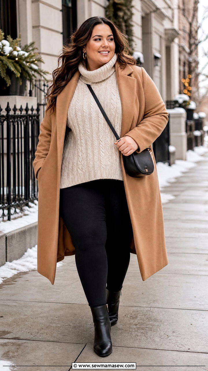 Plus Size Leggings With Oversized Sweater And Ankle Boots - 20 plus size winter outfit ideas with leggings
