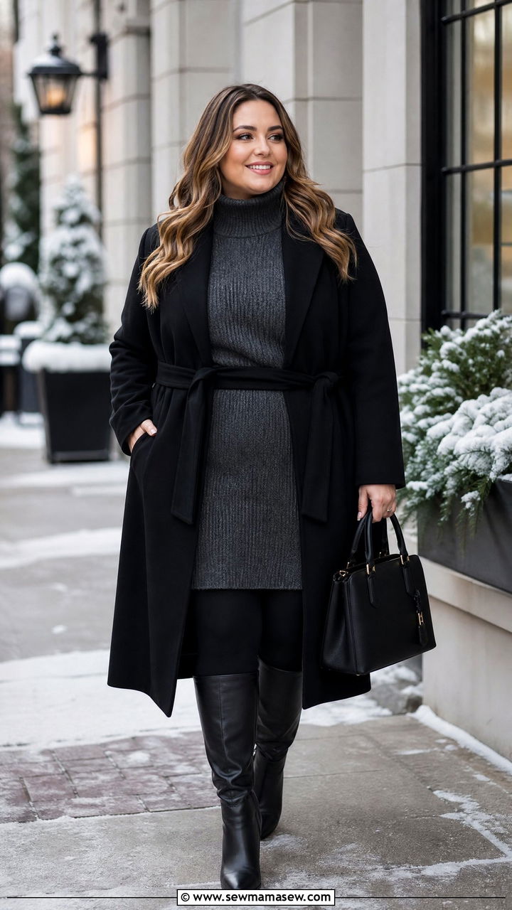 Plus Size Leggings With Sweater Dress And Knee High Boots - 20 plus size winter outfit ideas with leggings