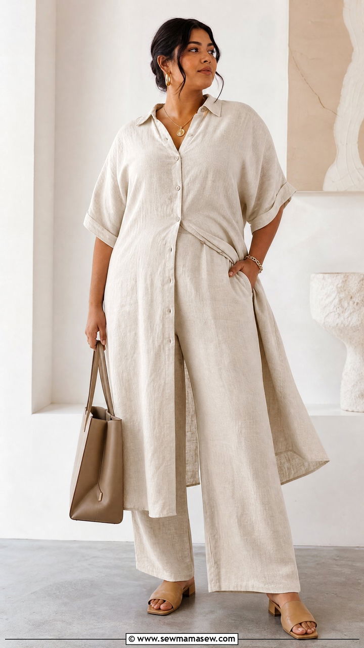 Plus Size Linen Dress With Matching Pants - 20 plus size linen dress outfit ideas