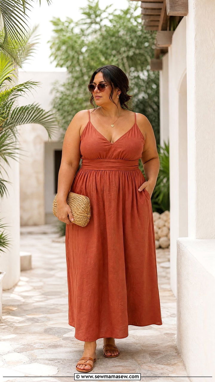 Plus Size Linen Maxi Dress Outfit - 20 plus size linen summer outfit ideas