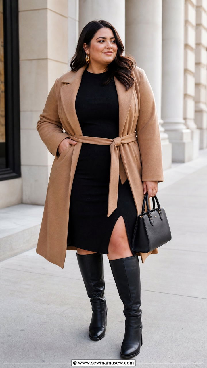 Plus Size Little Black Dress With Knee High Boots - 20 plus size little black dress outfit ideas
