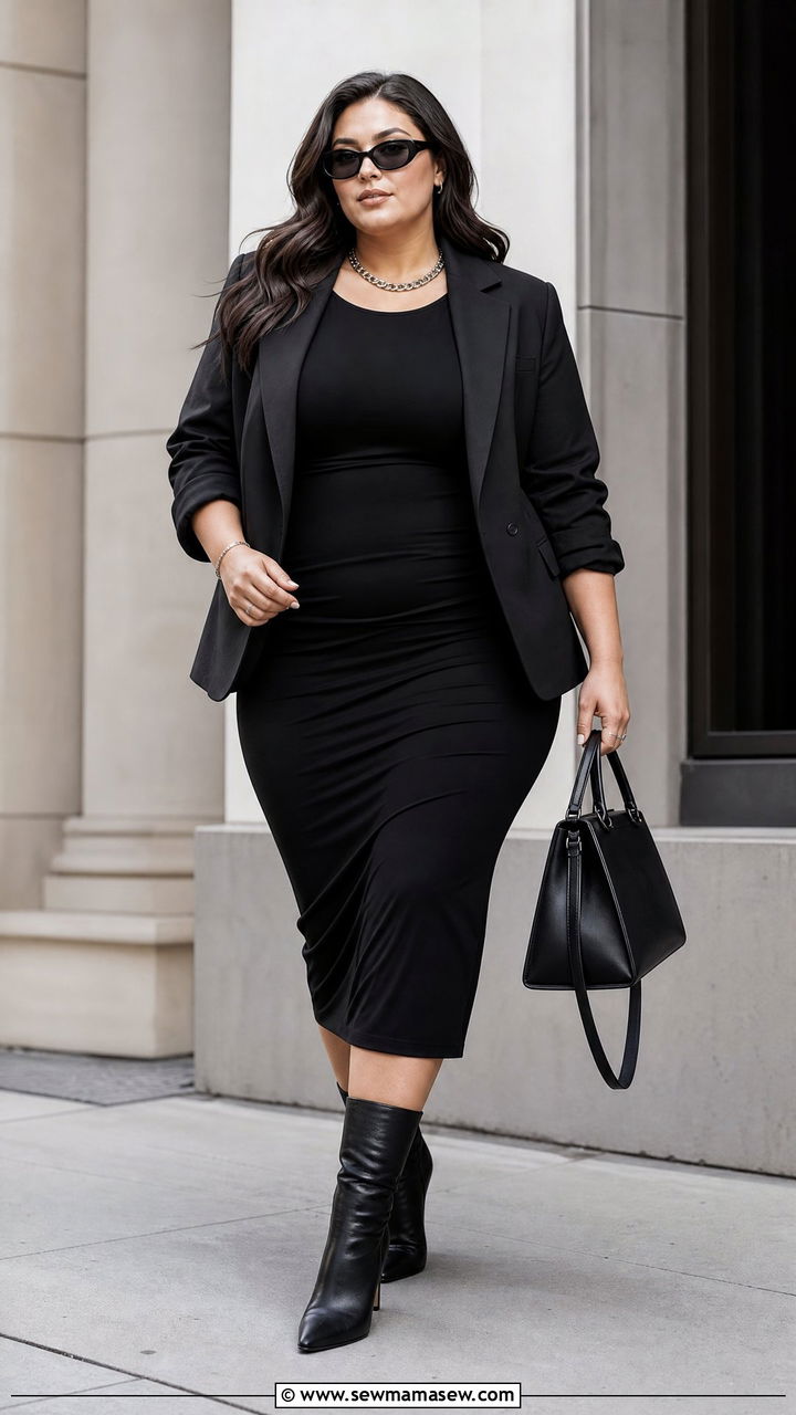 Plus Size Little Black Dress With Monochrome Black Outfit - 20 plus size little black dress outfit ideas