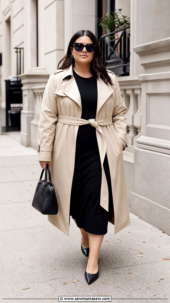 Plus Size Little Black Dress With Trench Coat - 20 plus size little black dress outfit ideas