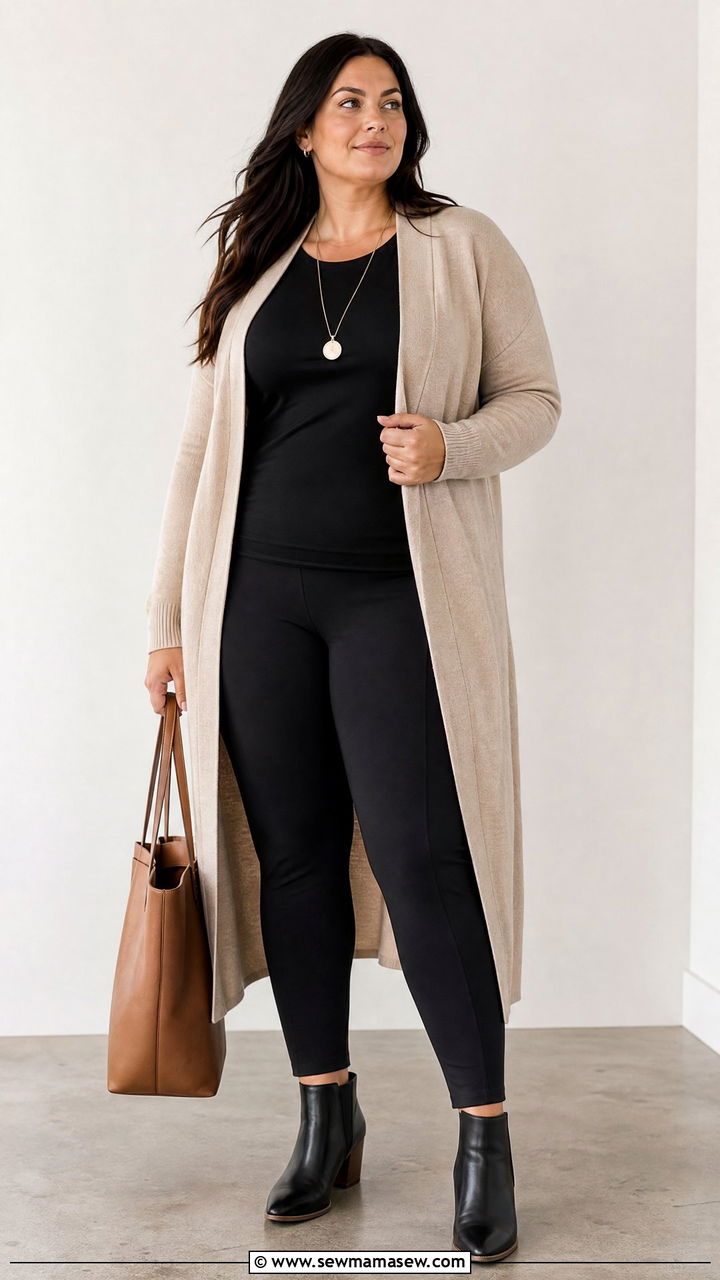 Plus Size Long Cardigan Outfit For Tall Women - 20 plus size outfits for tall women