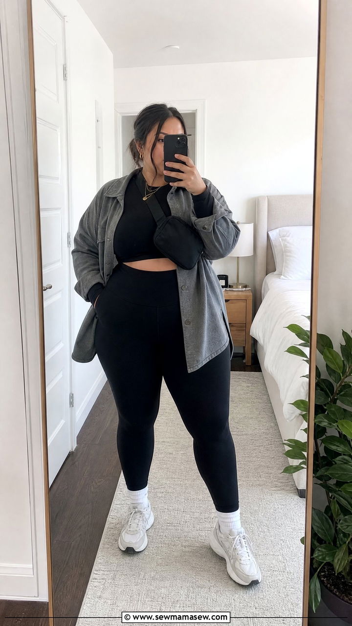 Plus Size Long Sleeve Crop Top With Leggings - 20 plus size long sleeve crop top outfit ideas
