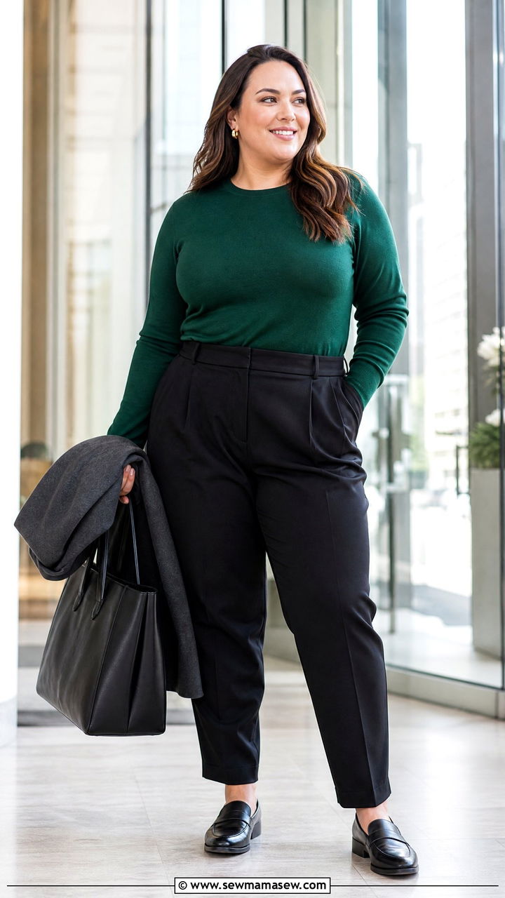 Plus Size Long Sleeve Knit Top Outfit - 20 plus size office tops outfit ideas