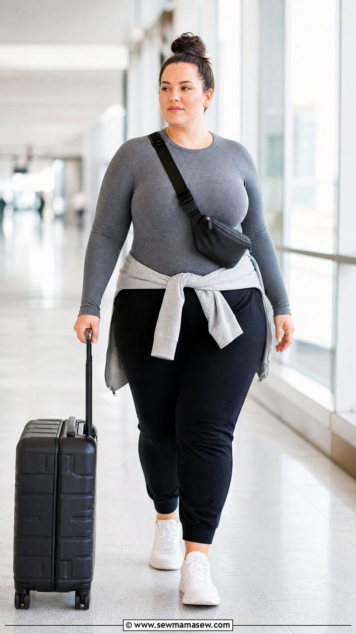 Plus Size Long Sleeve Top With Joggers - 20 plus size long sleeve top outfit ideas
