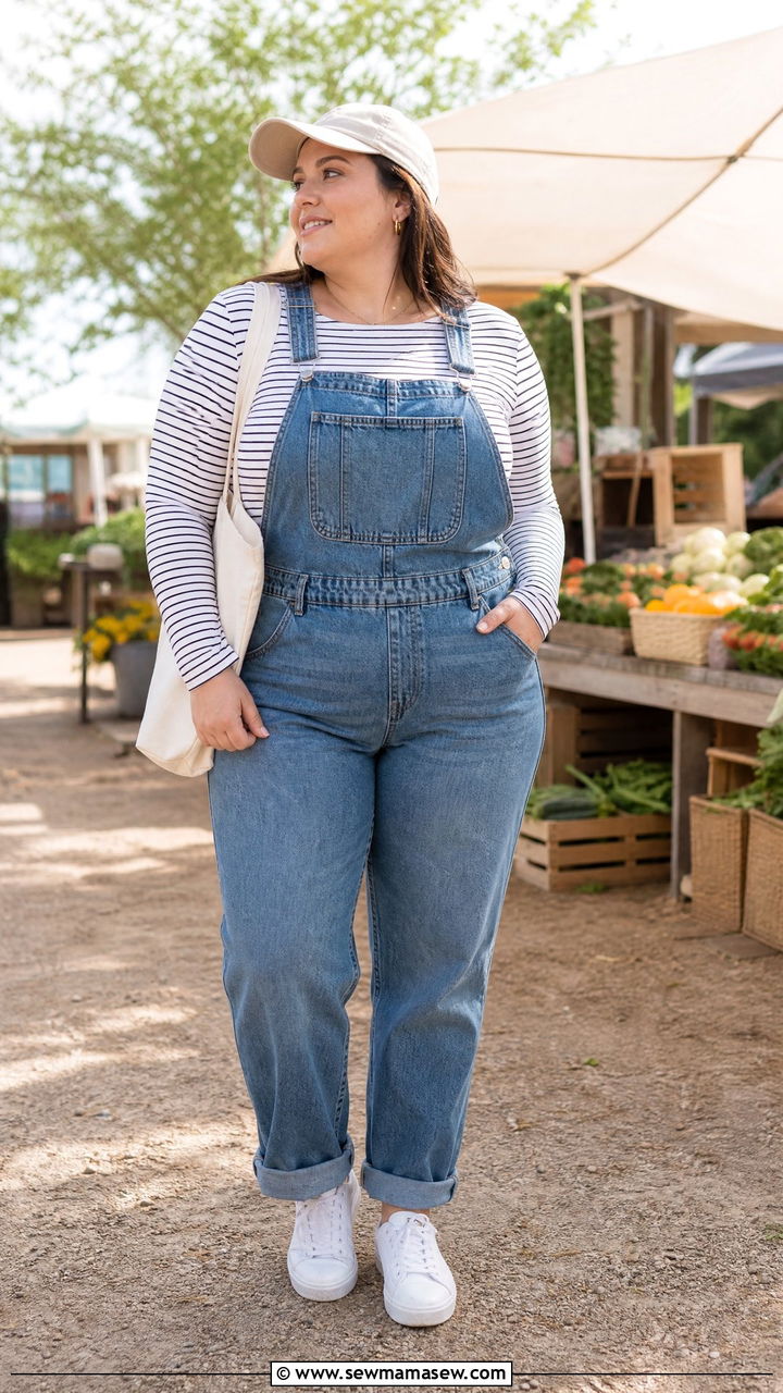 Plus Size Long Sleeve Top With Overalls - 20 plus size long sleeve top outfit ideas