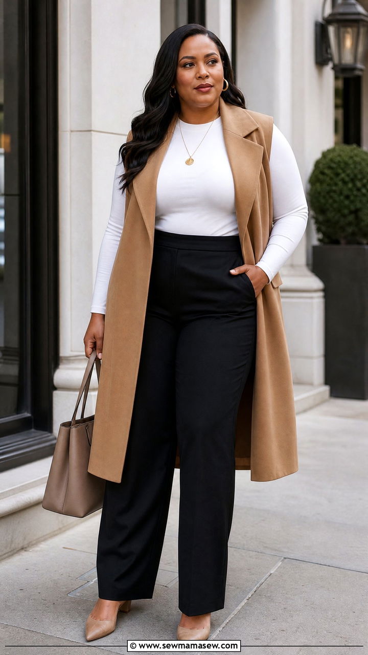 Plus Size Long Vest Outfit - 20 slimming plus size outfit ideas