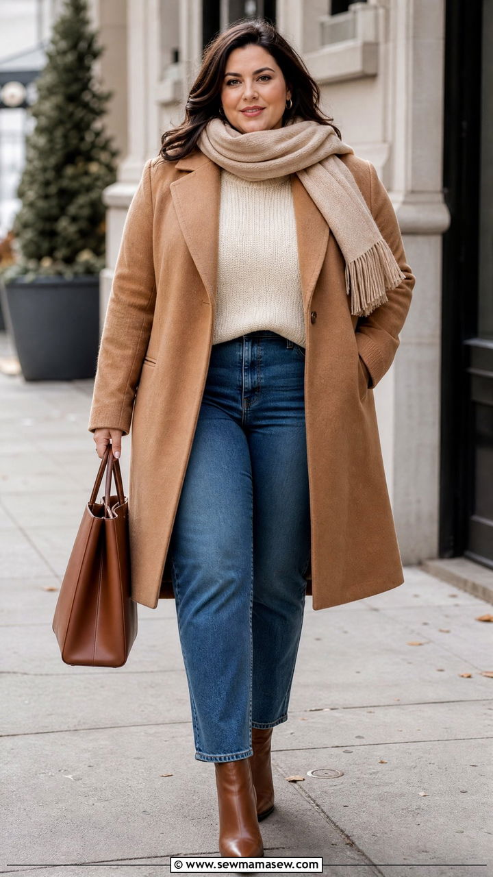Plus Size Long Wool Coat Outfit - 20 plus size winter coat outfit ideas