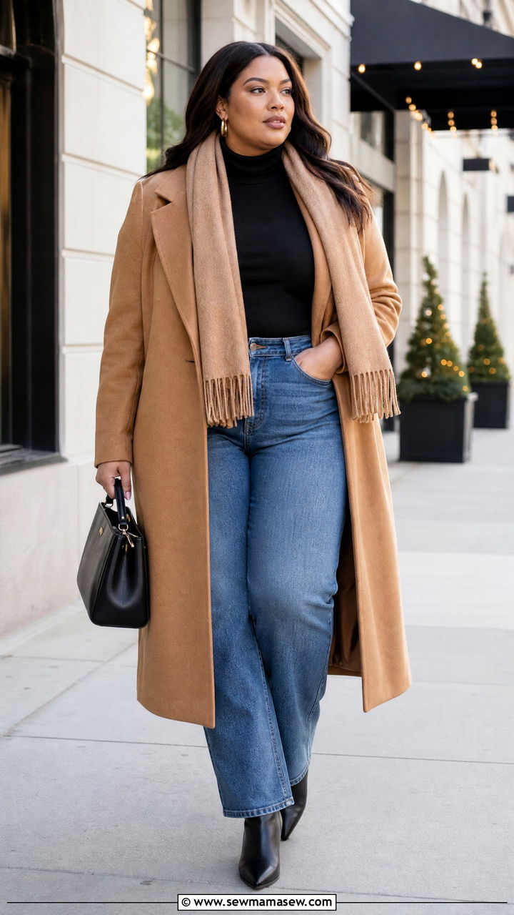 Plus Size Longline Coat Outfit For Tall Women - 20 plus size outfits for tall women
