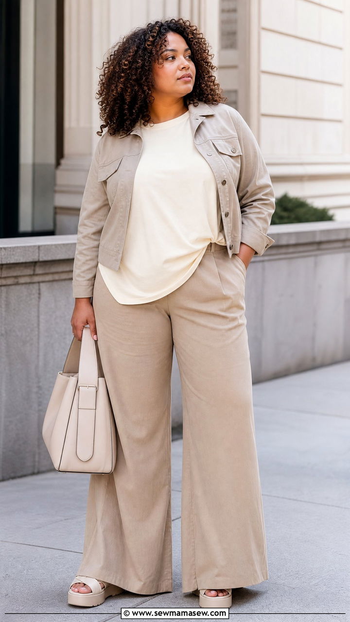 Plus Size Longline T Shirt With Wide Leg Pants - 20 plus size longline t shirt outfit ideas