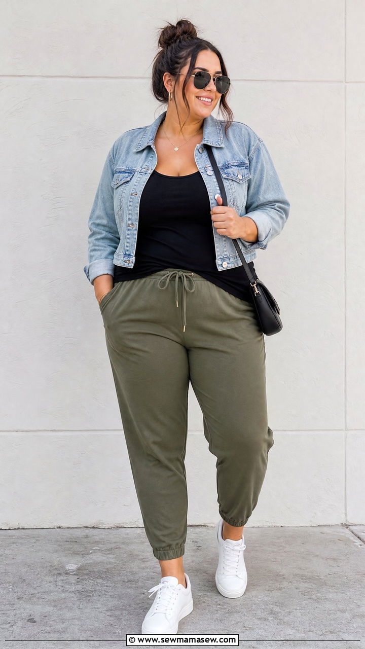 Plus Size Longline Tank Top With Denim Jacket - 20 plus size longline top outfit ideas