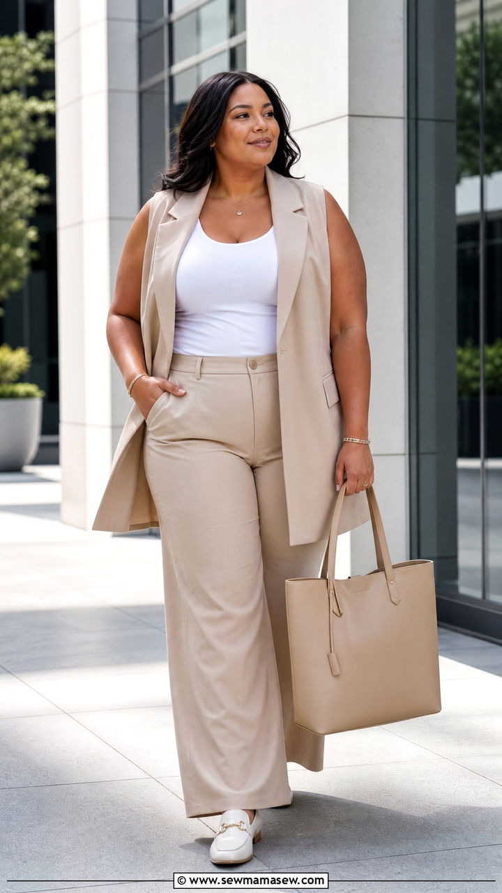 Plus Size Longline Vest Top Outfit - 20 plus size trendy tops outfit ideas 2026